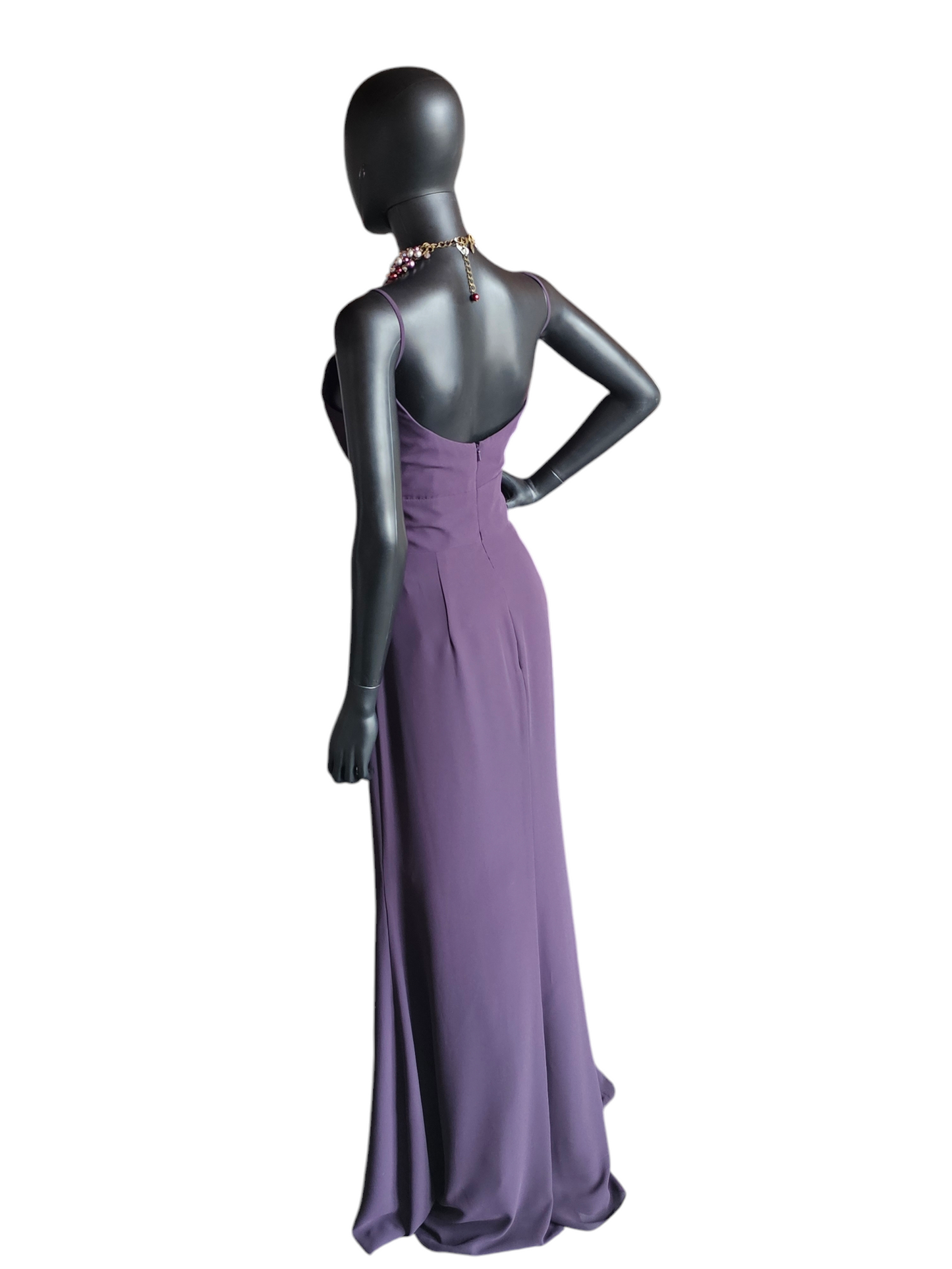 Plum V-Neck Chiffon Formal Gown - Hayley Paige