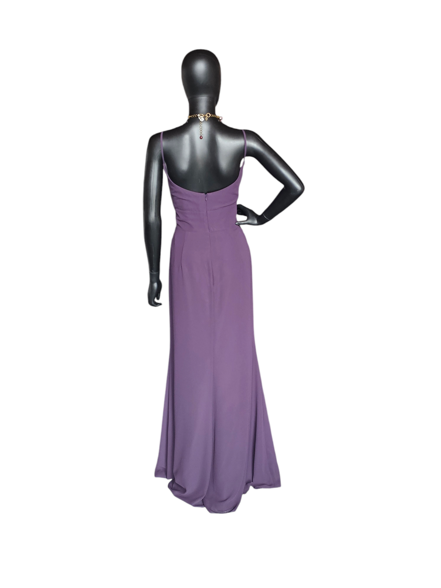 Plum V-Neck Chiffon Formal Gown - Hayley Paige