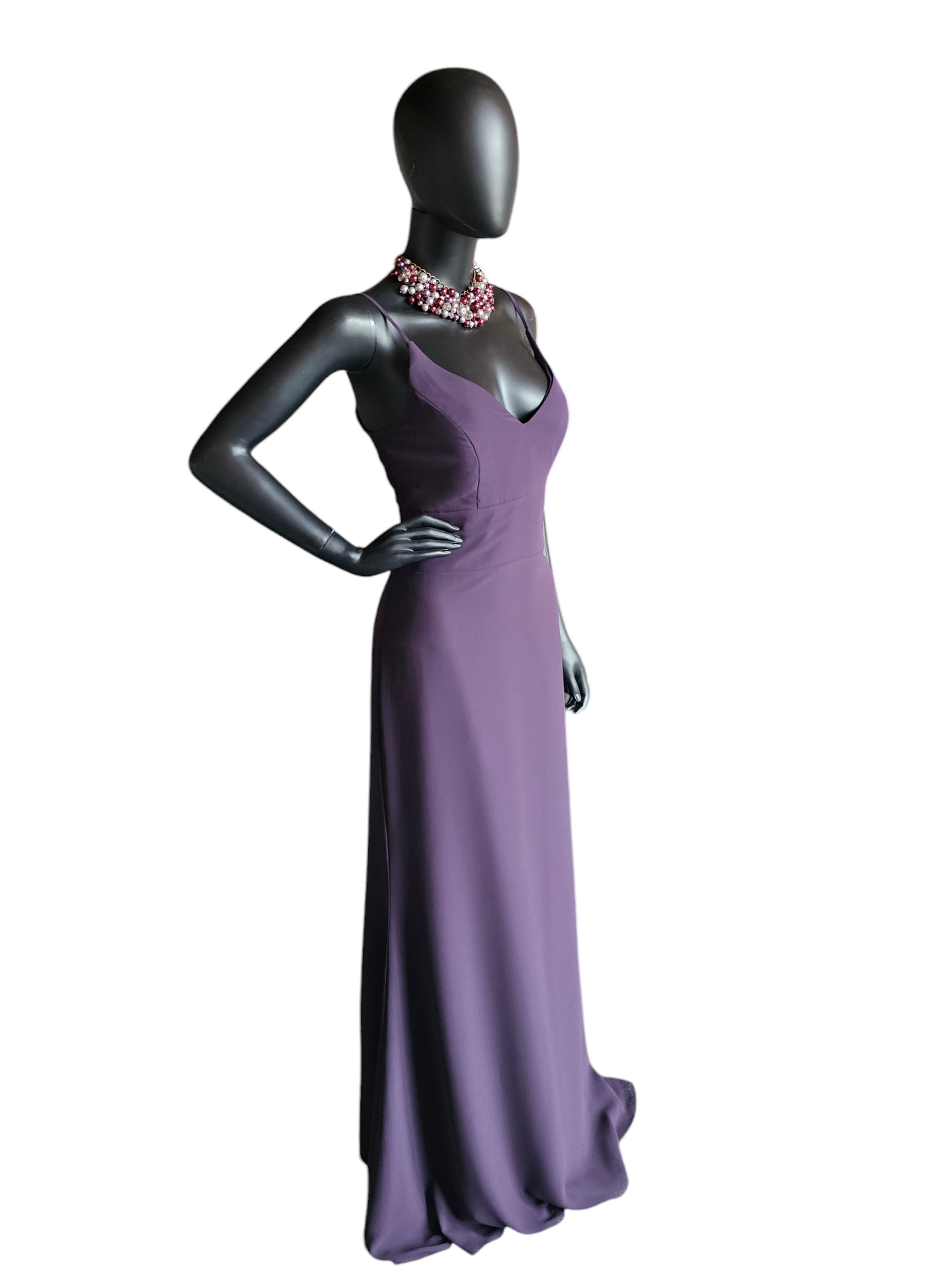 Plum V-Neck Chiffon Formal Gown - Hayley Paige