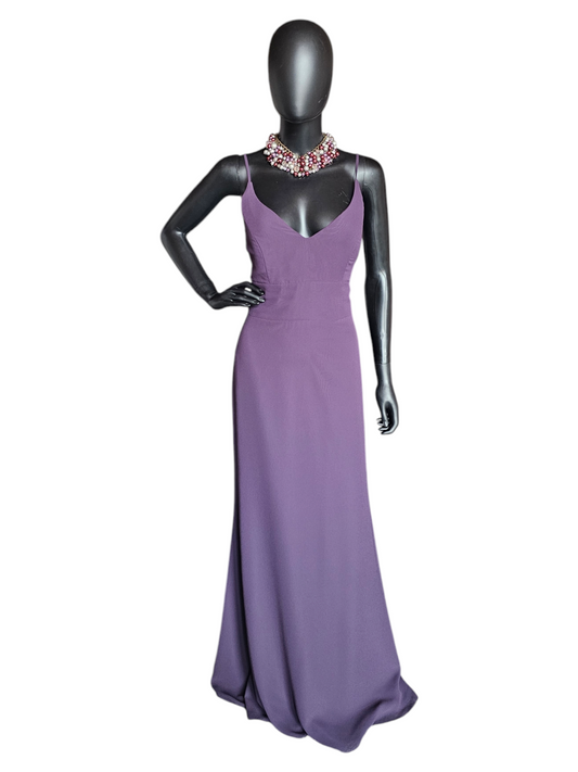 Plum V-Neck Chiffon Formal Gown - Hayley Paige