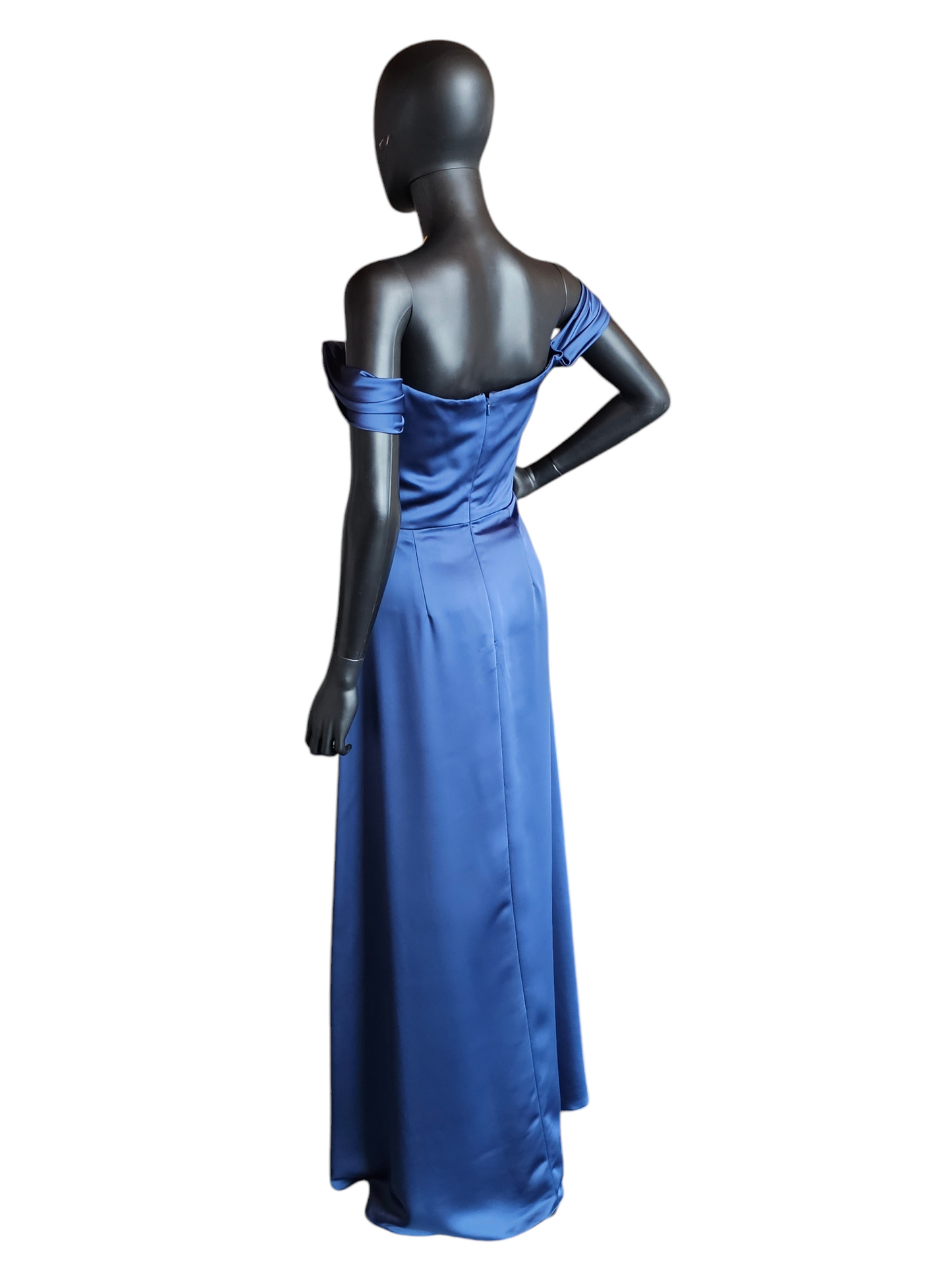 Dessy Sofia Blue Lux Charmuse Formal Gown