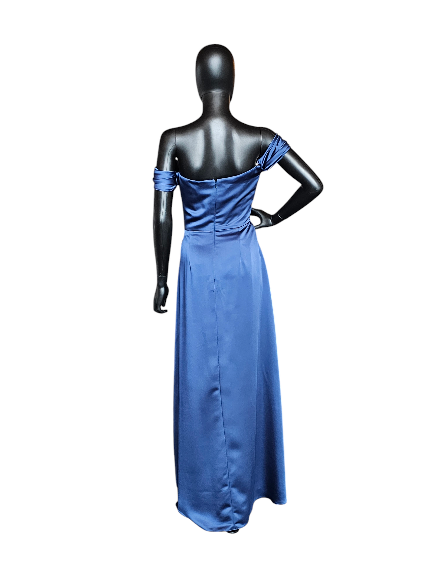 Dessy Sofia Blue Lux Charmuse Formal Gown