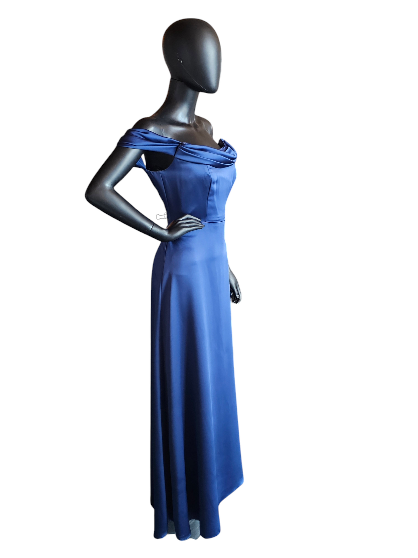 Dessy Sofia Blue Lux Charmuse Formal Gown