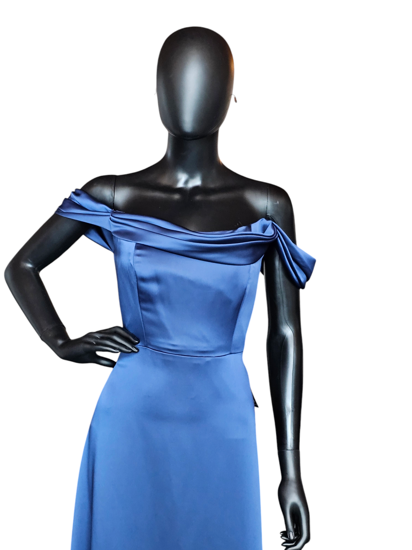 Dessy Sofia Blue Lux Charmuse Formal Gown