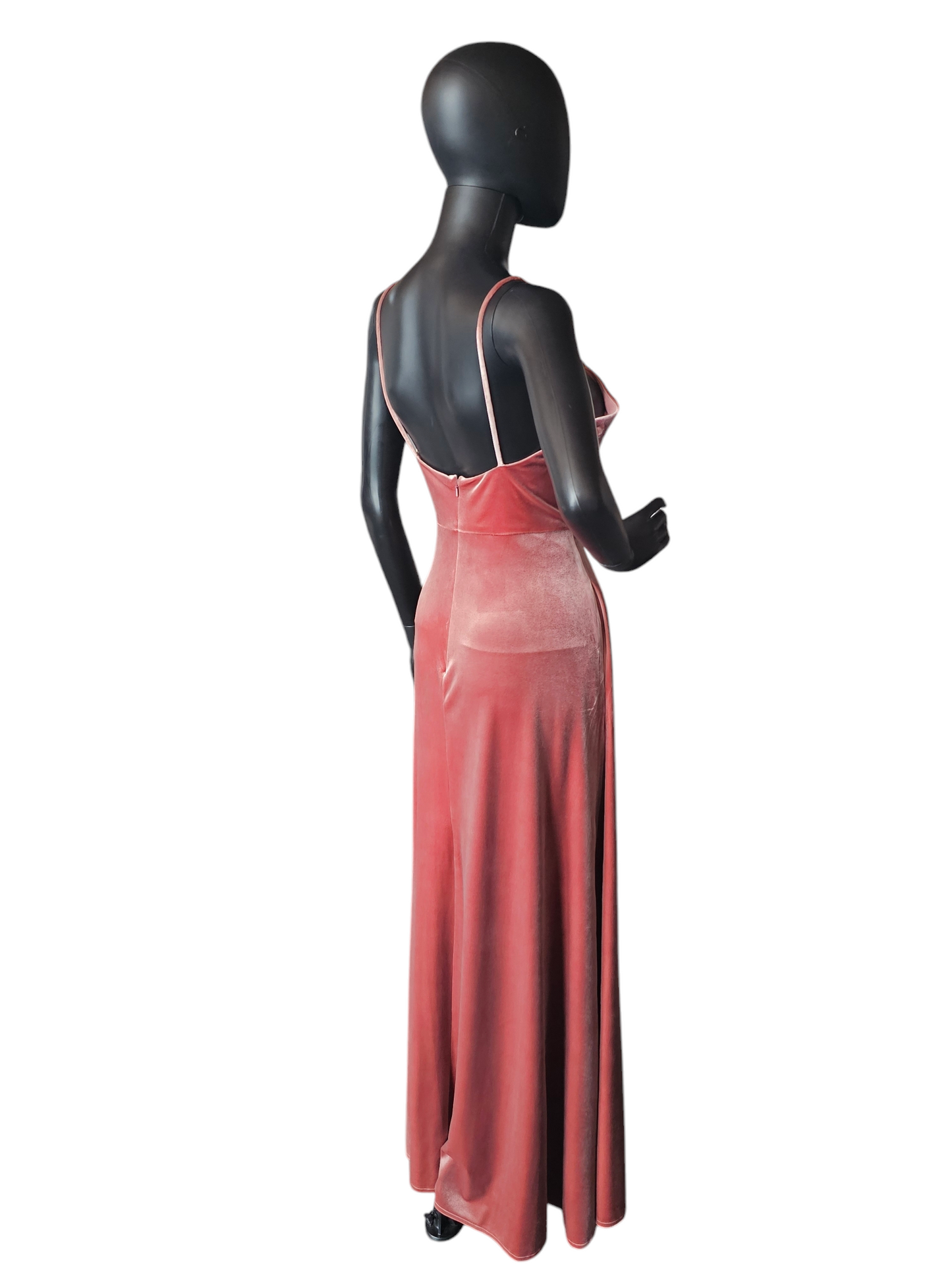 Dessy Stretch Velvet Rose Full Length Formal Gown