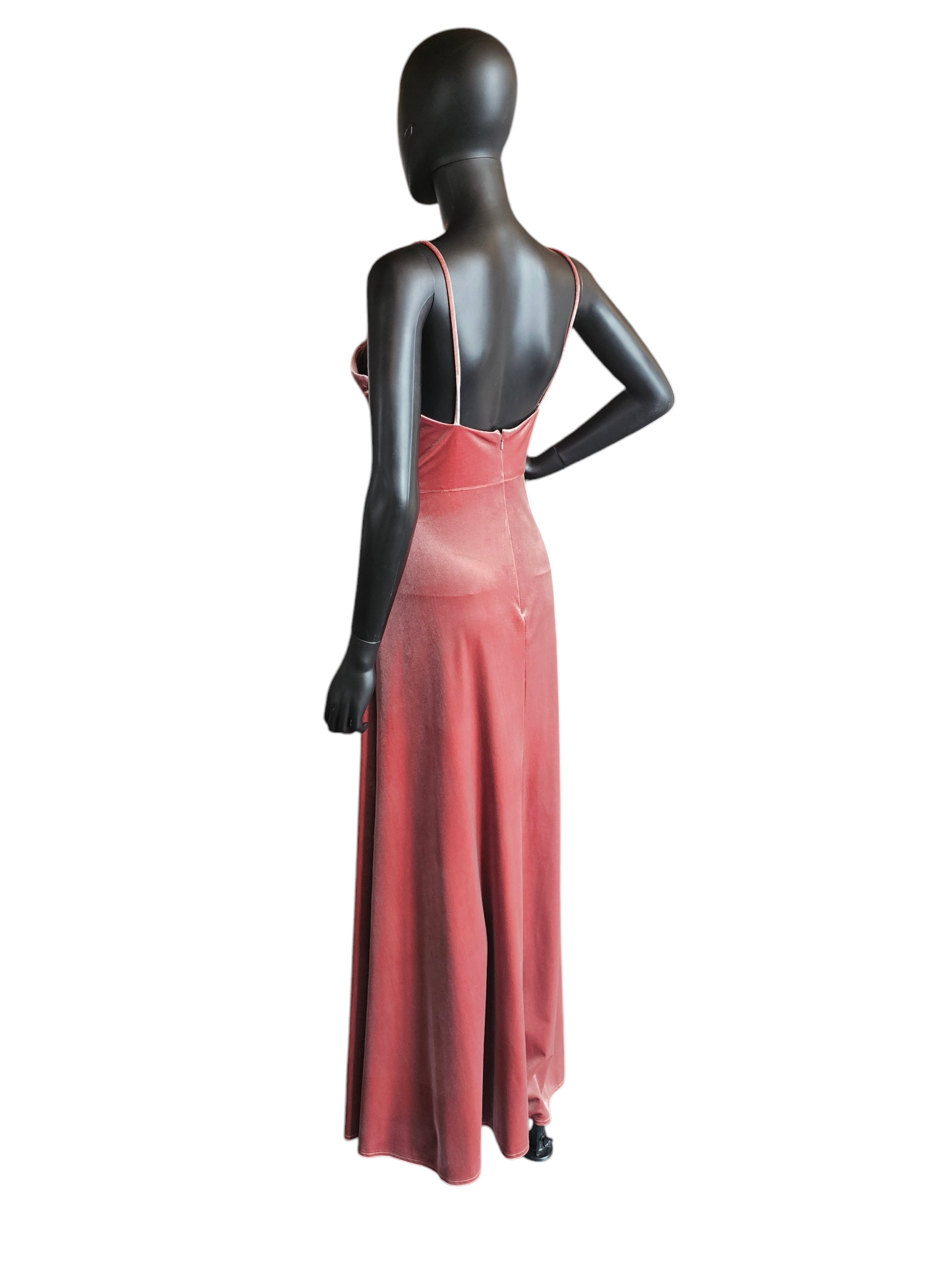 Dessy Stretch Velvet Rose Full Length Formal Gown