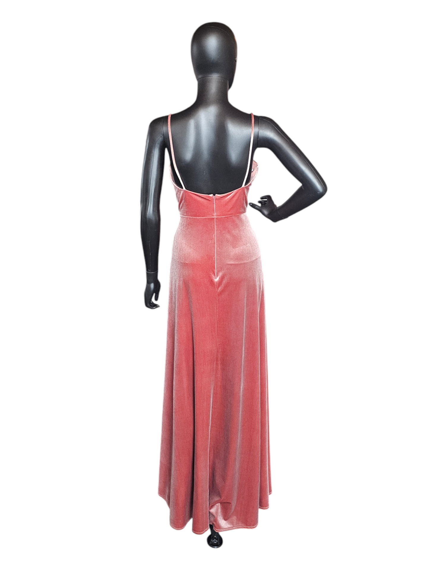 Dessy Stretch Velvet Rose Full Length Formal Gown