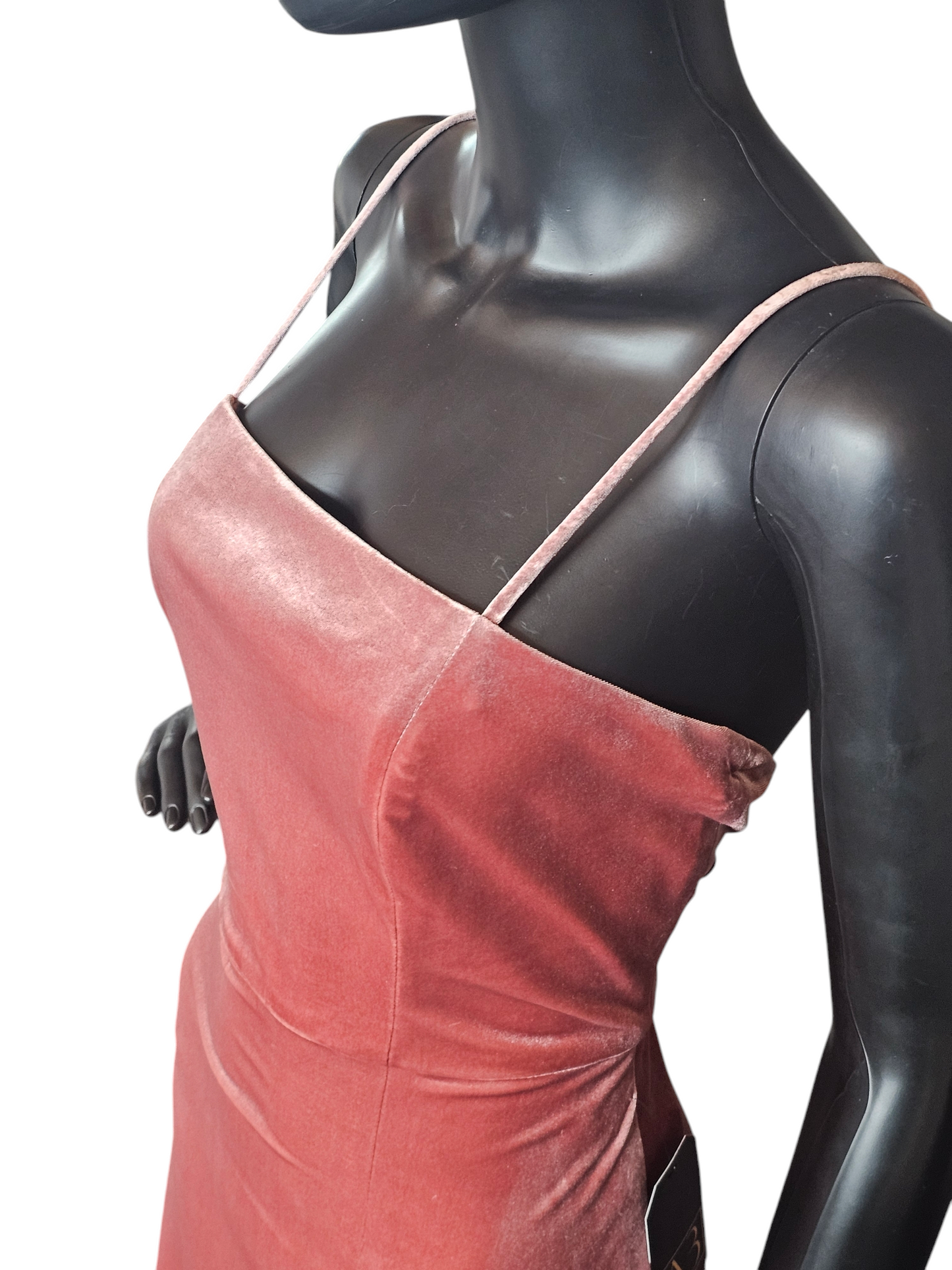 Dessy Stretch Velvet Rose Full Length Formal Gown