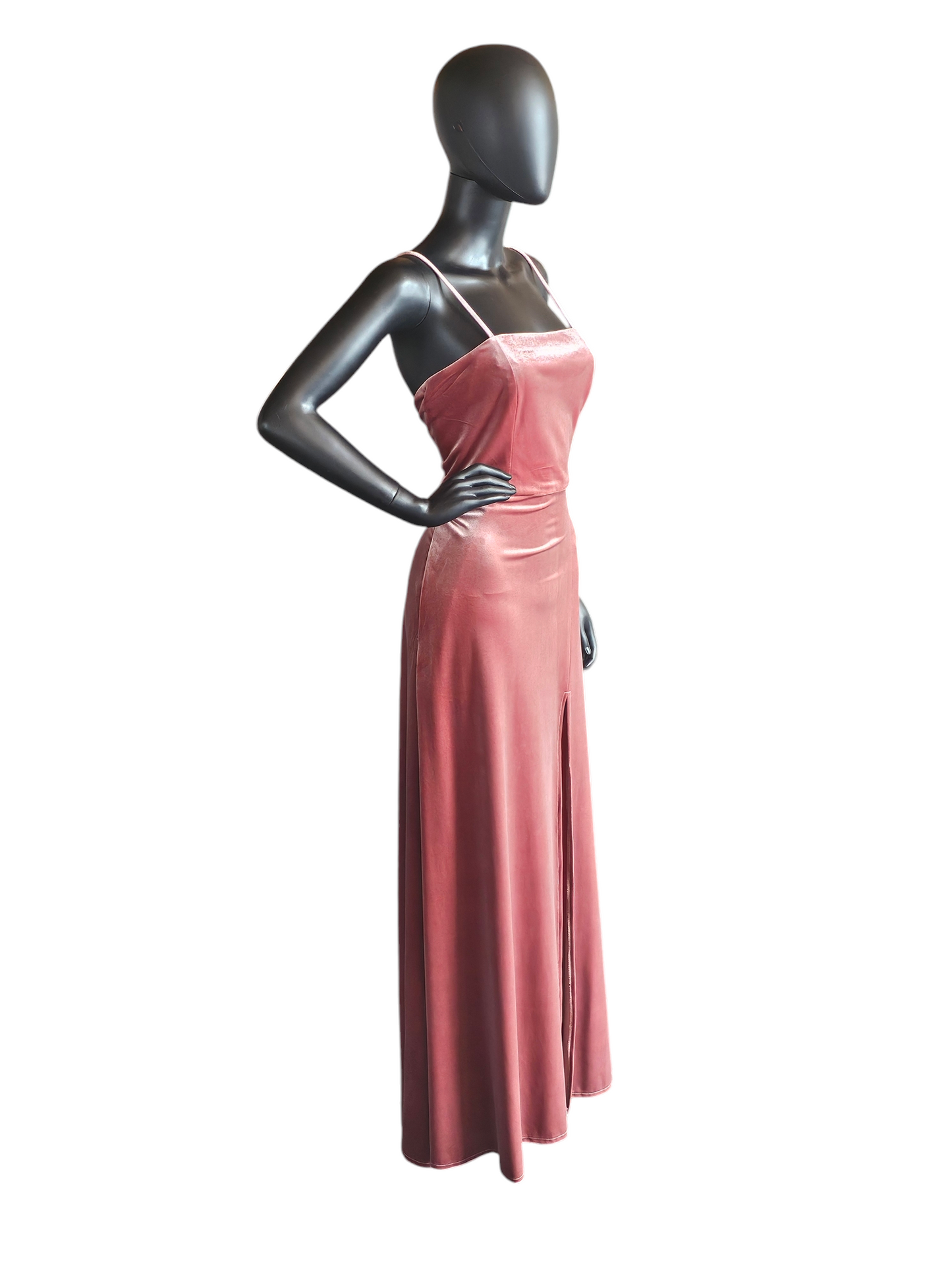 Dessy Stretch Velvet Rose Full Length Formal Gown