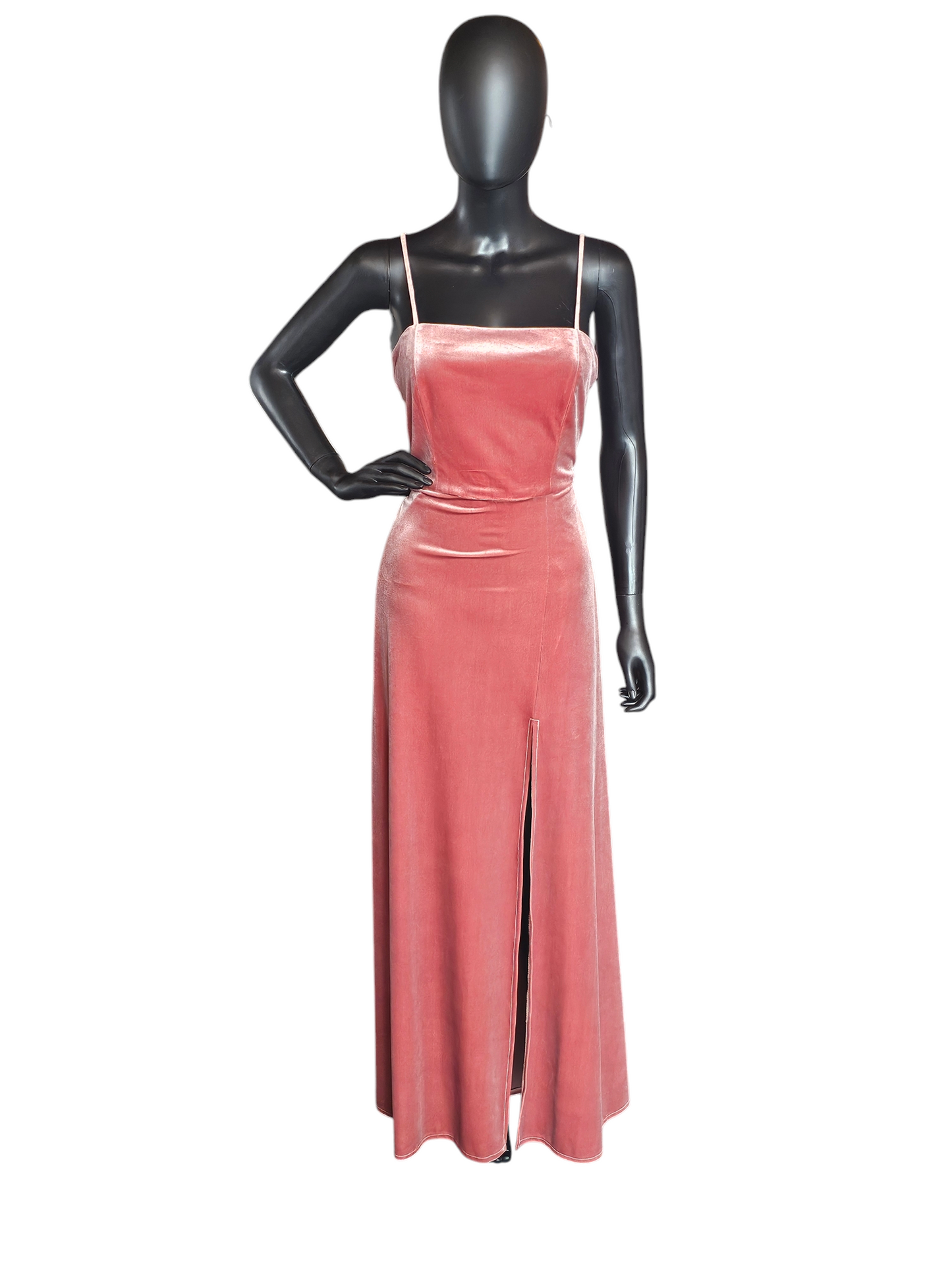 Dessy Stretch Velvet Rose Full Length Formal Gown
