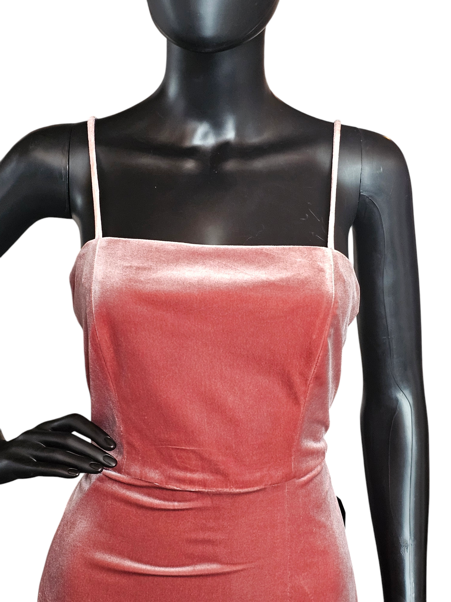 Dessy Stretch Velvet Rose Full Length Formal Gown