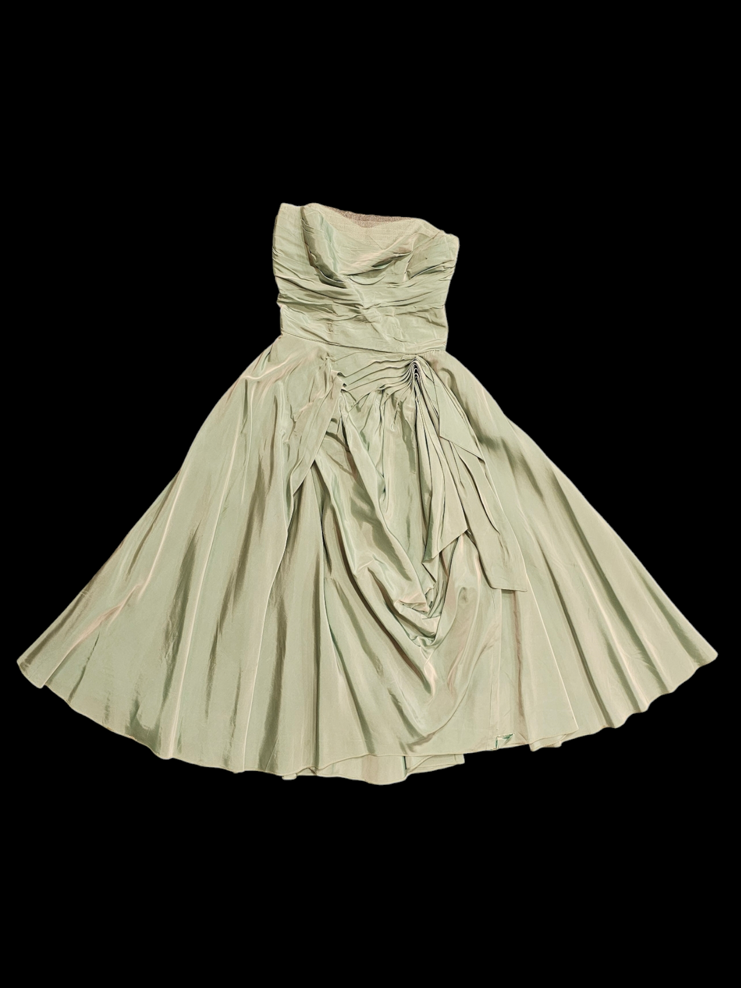 Vintage 50s Teal Taffeta Party Dress / Evening Gown