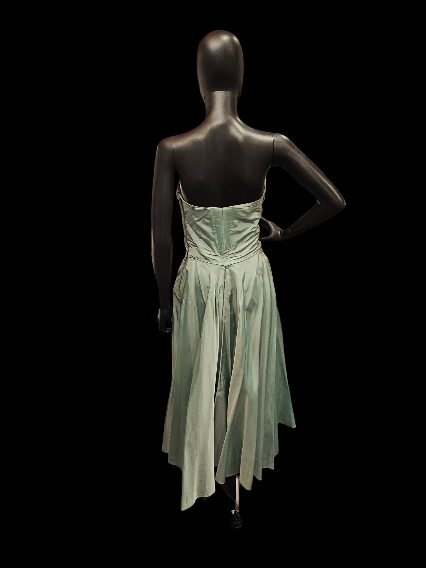 Vintage 50s Teal Taffeta Party Dress / Evening Gown