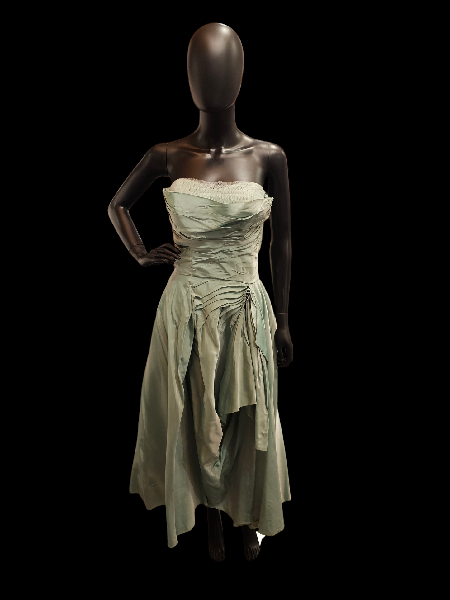 Vintage 50s Teal Taffeta Party Dress / Evening Gown