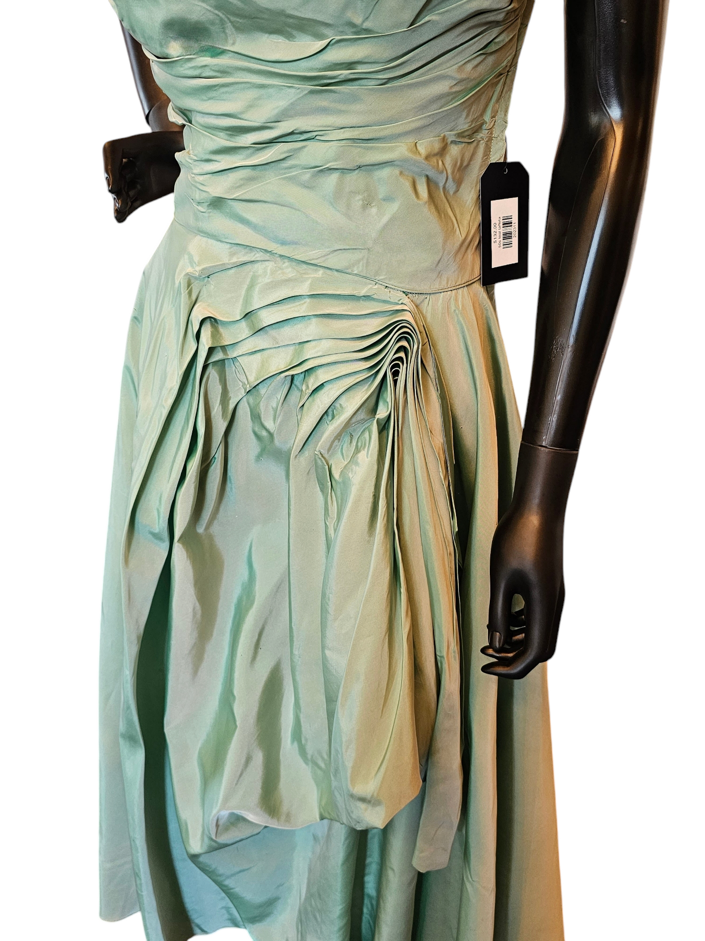 Vintage 50s Teal Taffeta Party Dress / Evening Gown