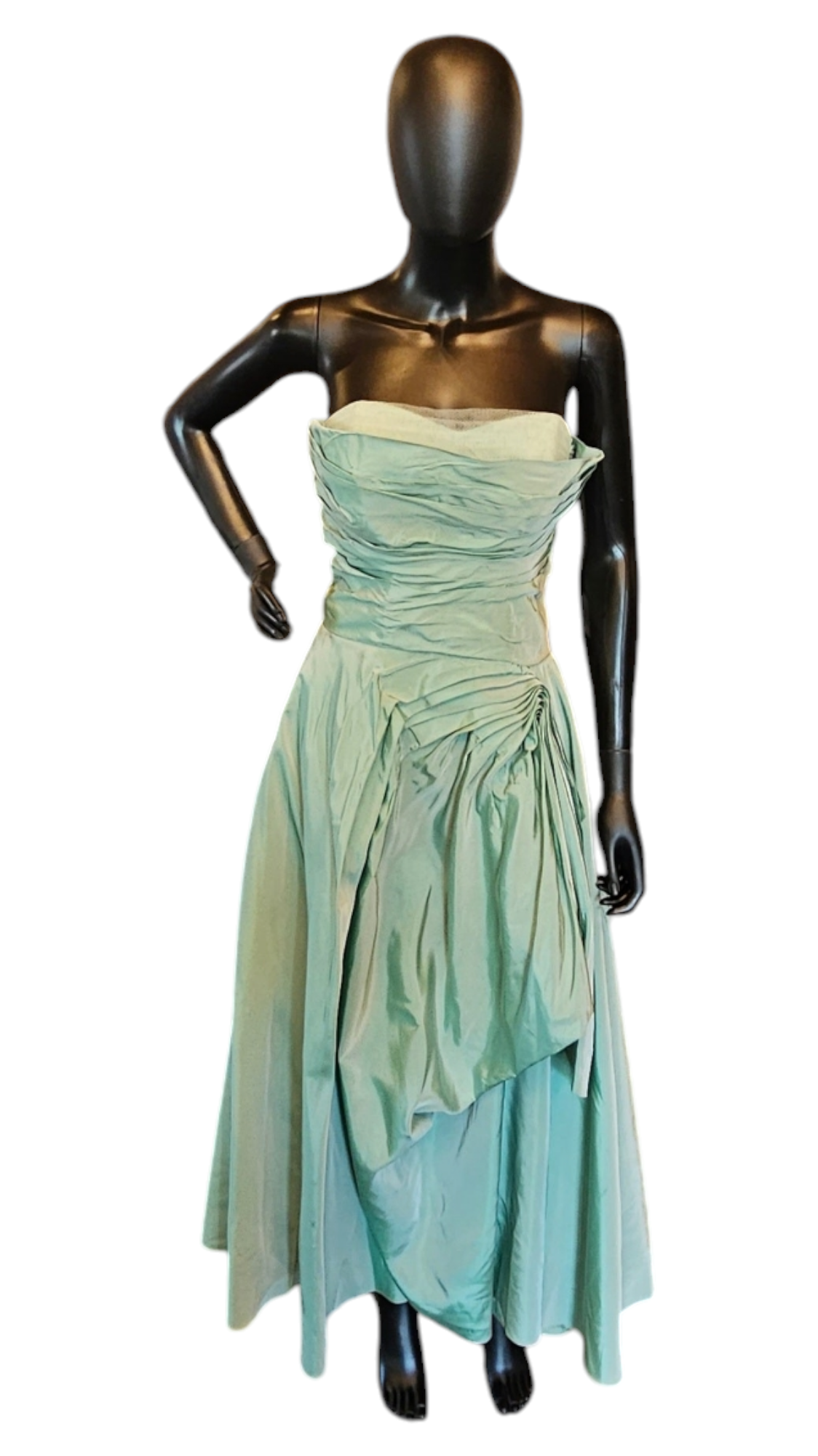 Vintage 50s Teal Taffeta Party Dress / Evening Gown