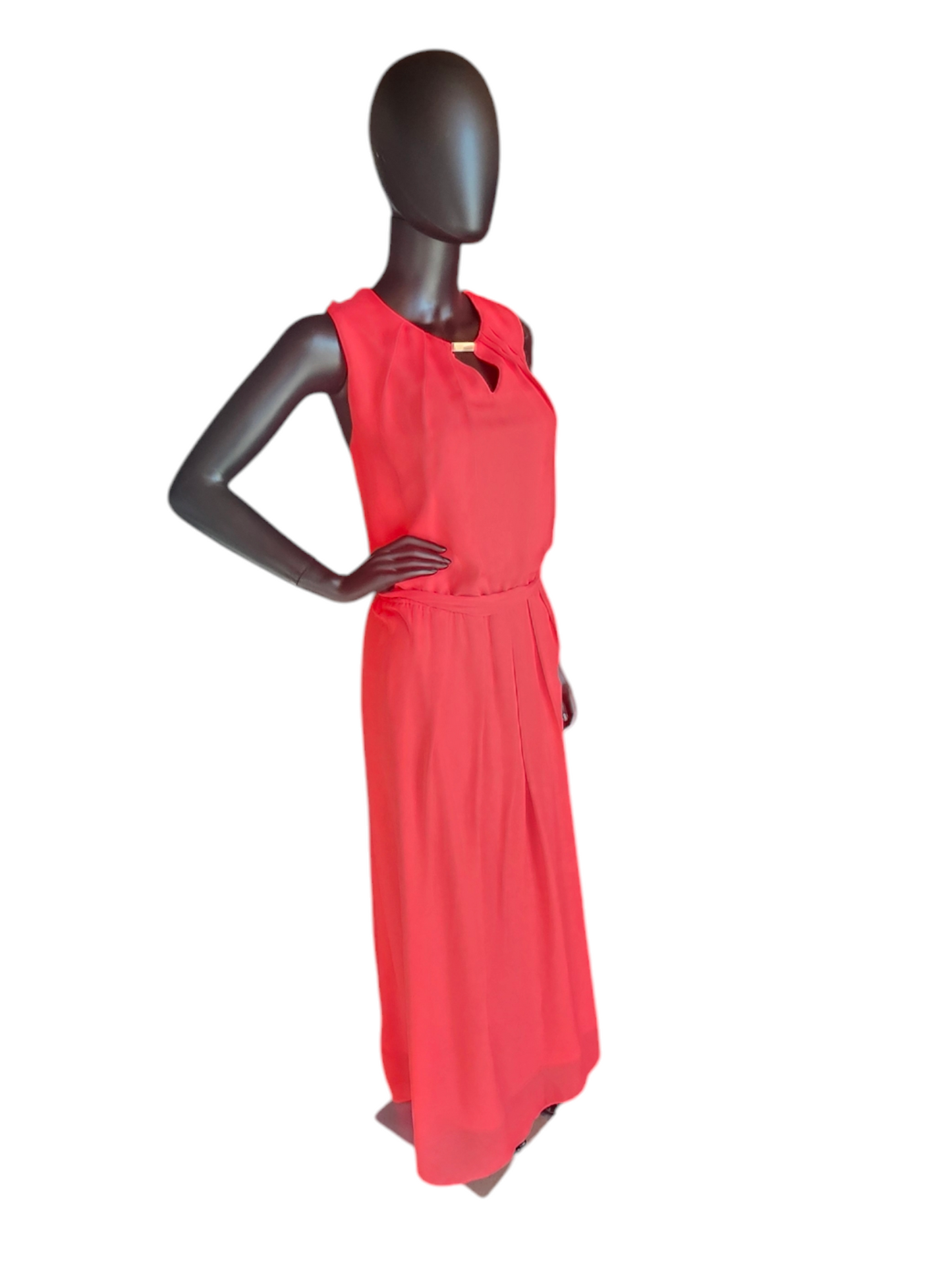 Red Coral Stretch Netting Blouson Maxi Dress - Lane Bryant