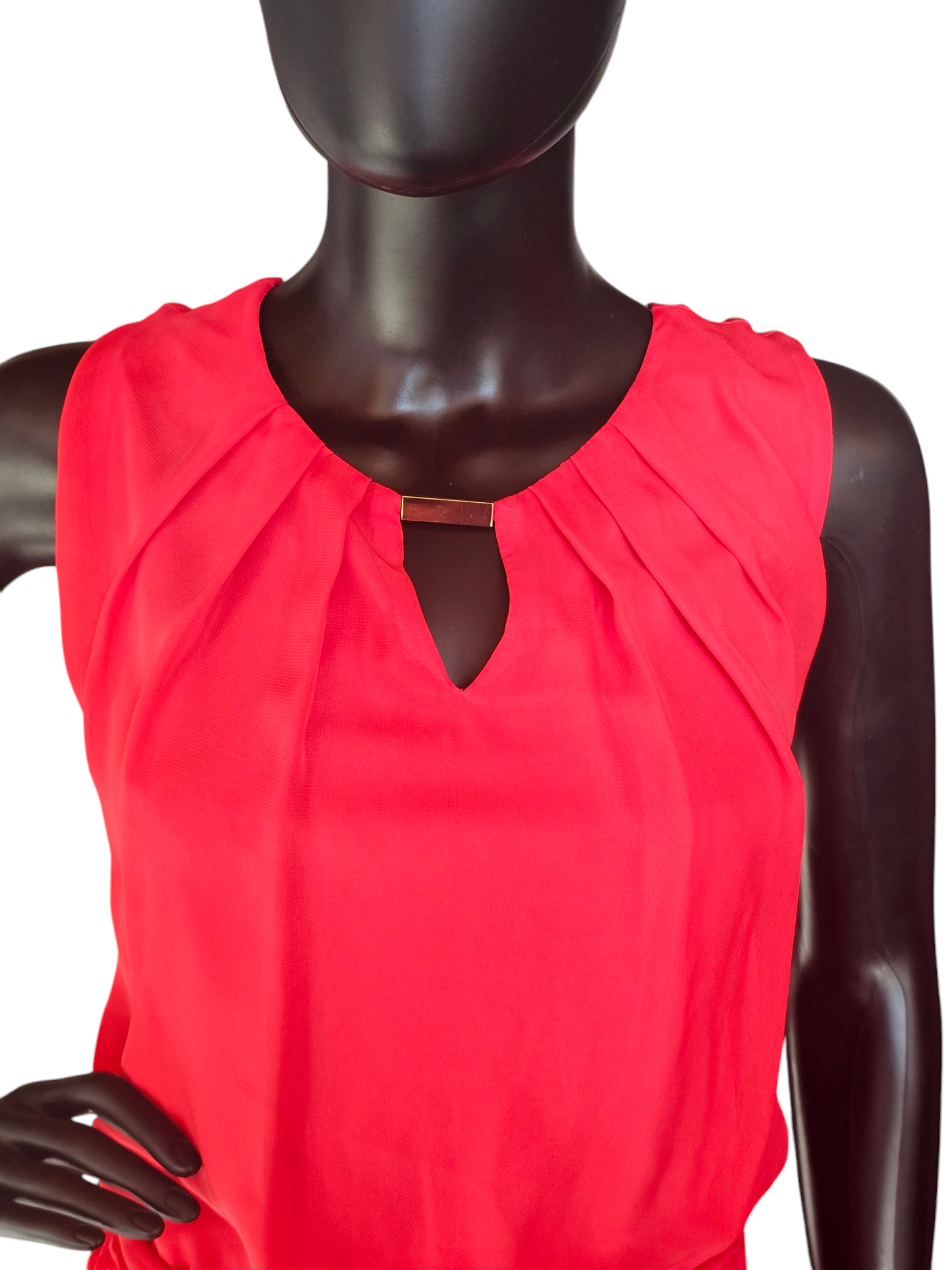 Red Coral Stretch Netting Blouson Maxi Dress - Lane Bryant