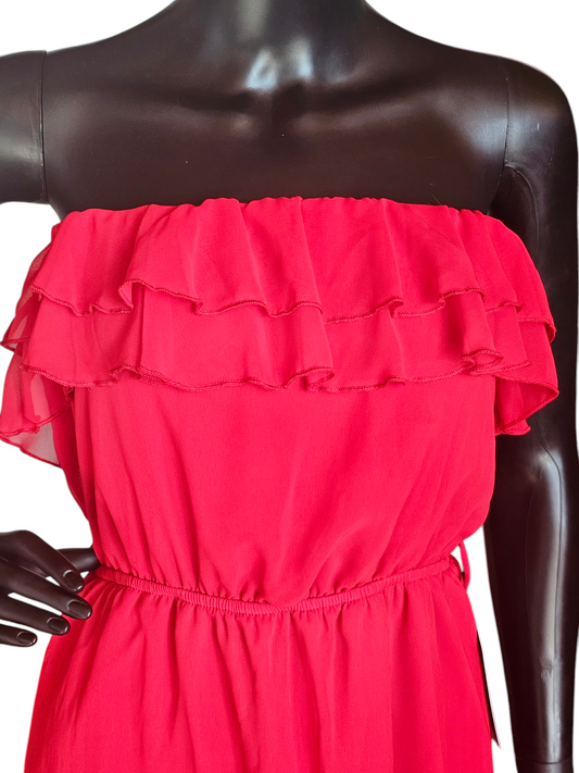 Red Chiffon Short Flutter Dress  - Maurices