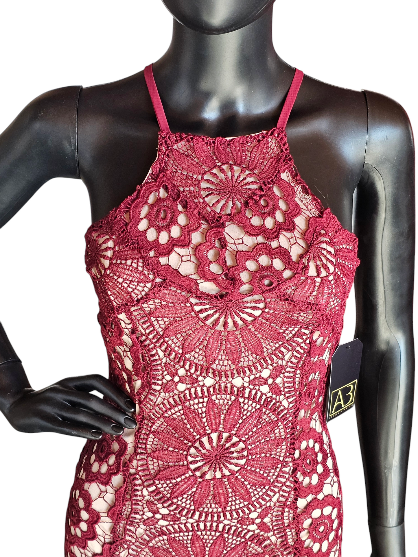 Red Lace Halter Short Party Dress - Francesca's