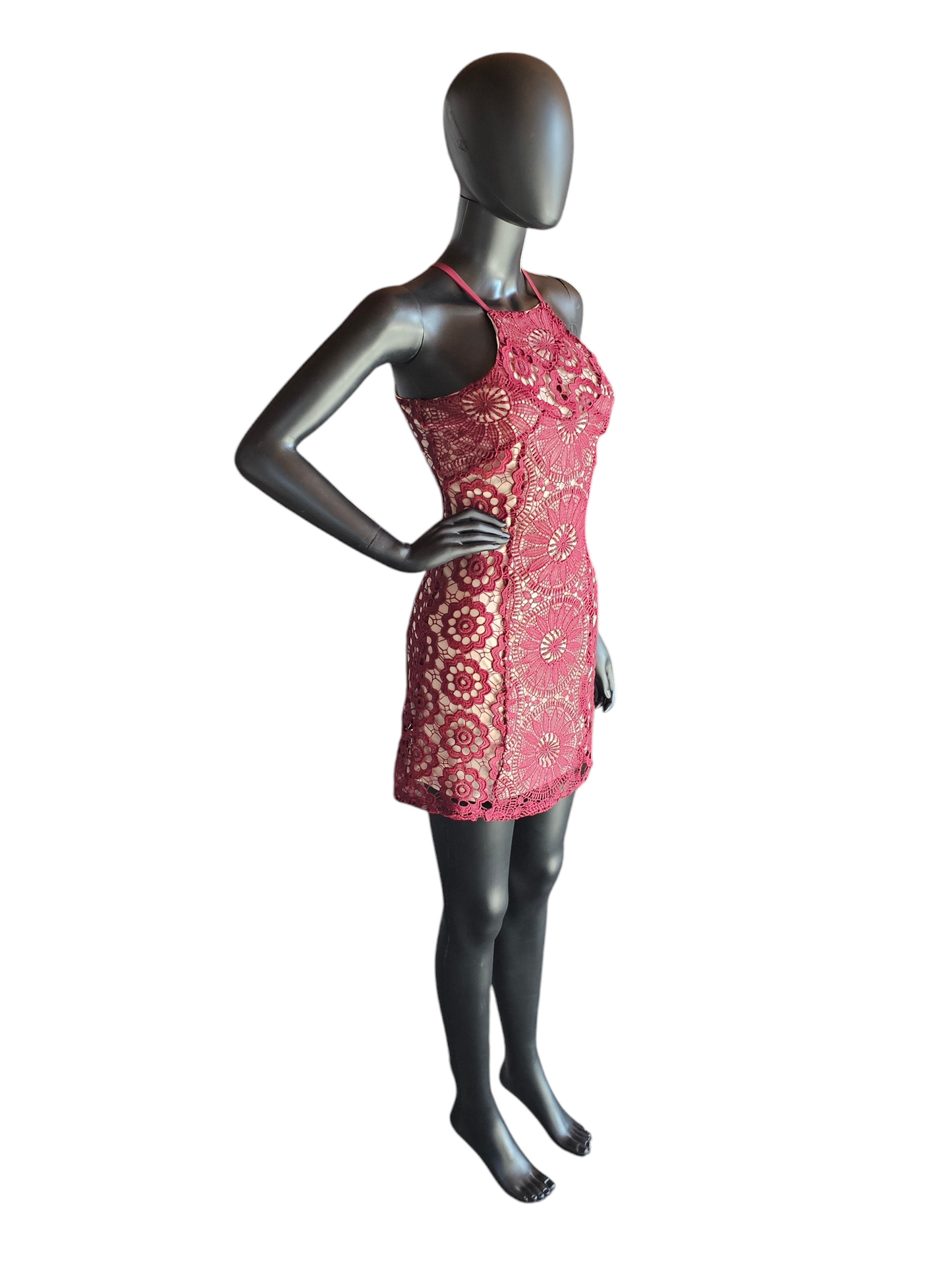 Red Lace Halter Short Party Dress - Francesca's