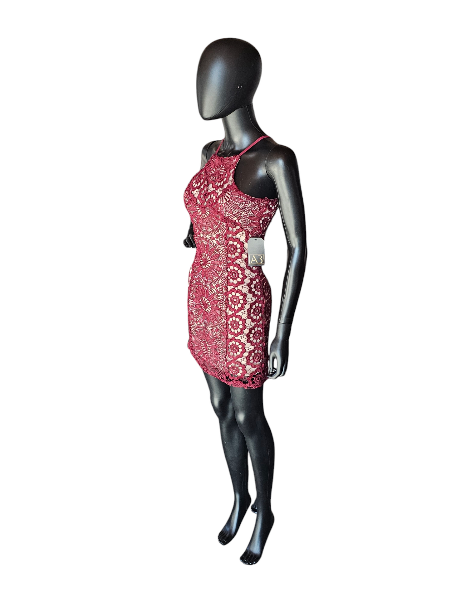 Red Lace Halter Short Party Dress - Francesca's