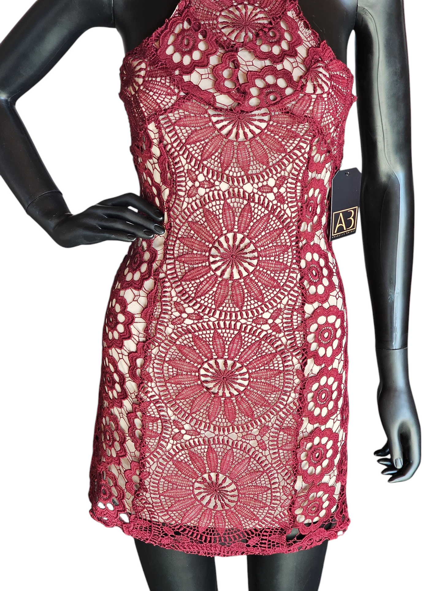 Red Lace Halter Short Party Dress - Francesca's