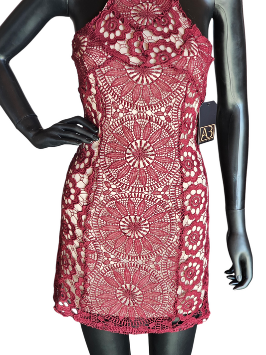 Red Lace Halter Short Party Dress - Francesca's