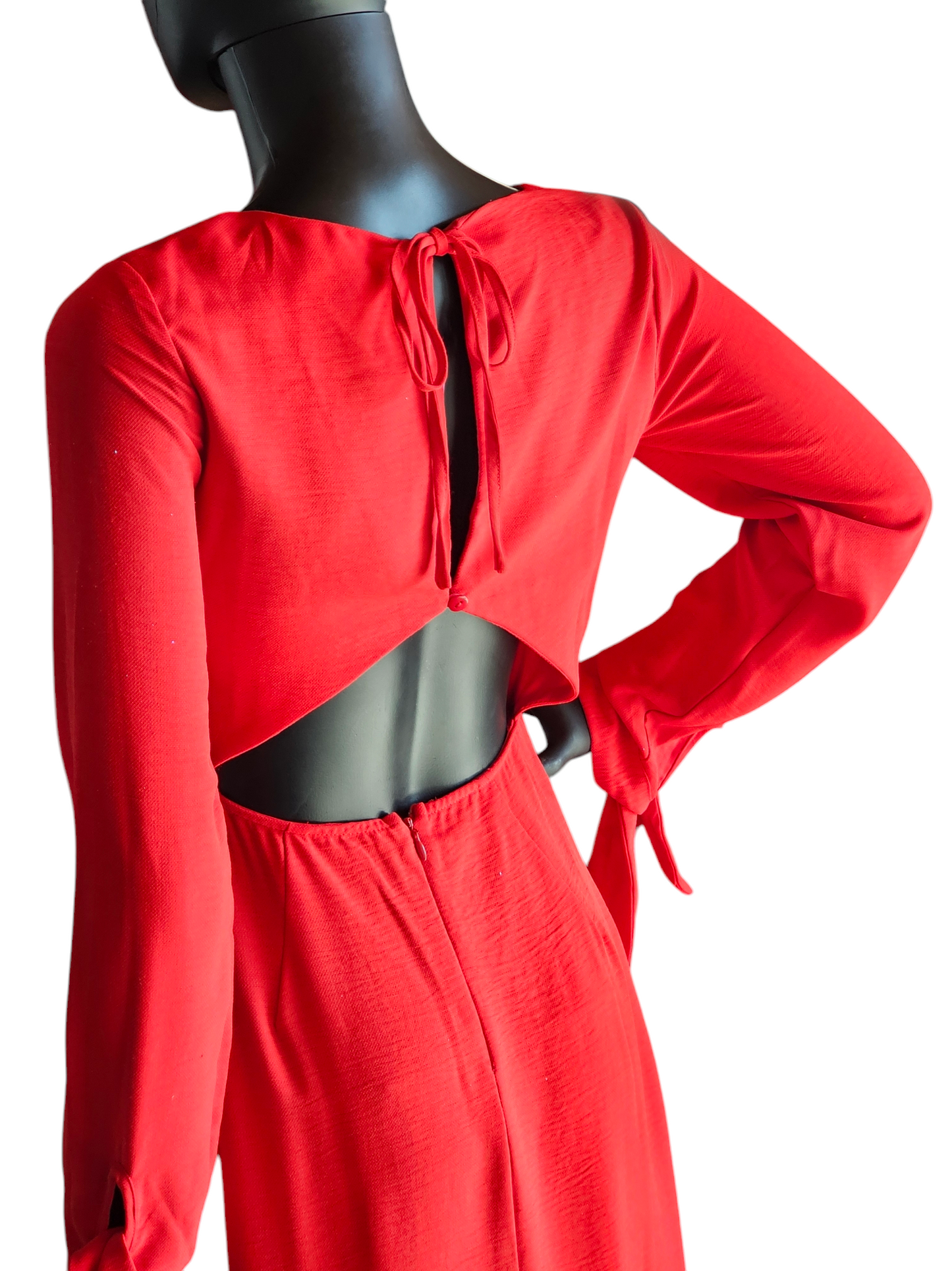 Red Long Sleeve Open Back Short Cocktail Dress - Sugar Lipz NWT