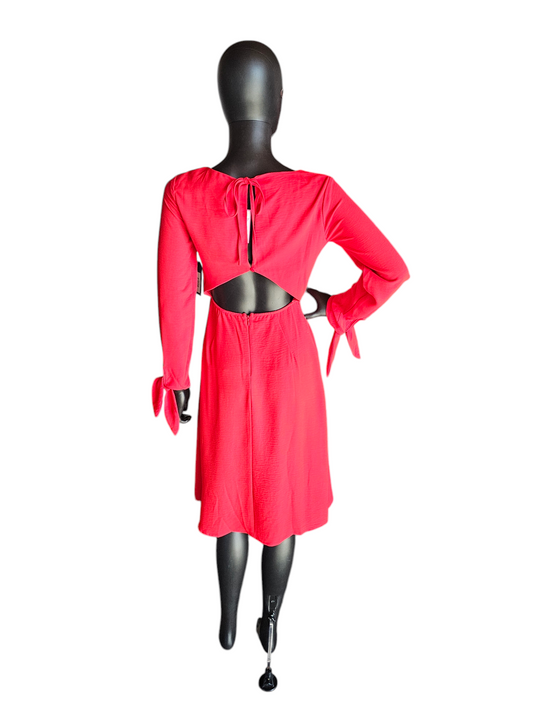 Red Long Sleeve Open Back Short Cocktail Dress - Sugar Lipz NWT