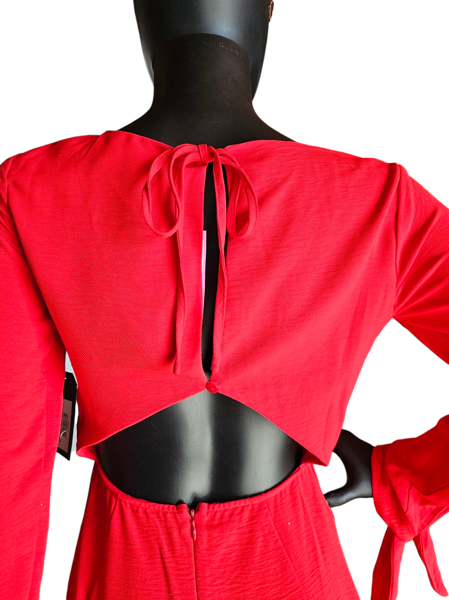 Red Long Sleeve Open Back Short Cocktail Dress - Sugar Lipz NWT