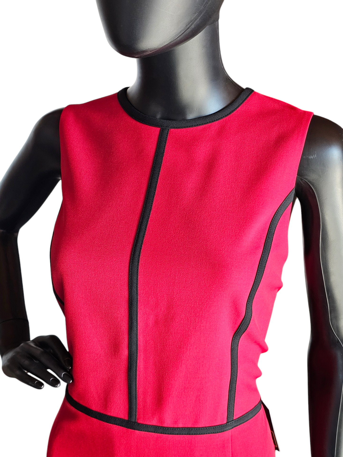 Red/Black Piping Mid Length Sheath Dress - Black Label by Evan Picone NWT