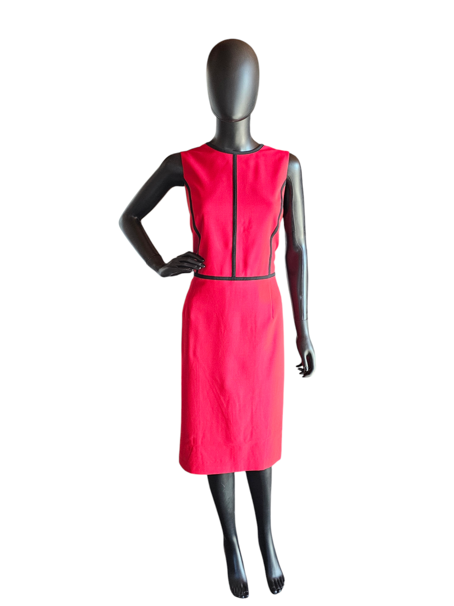Red/Black Piping Mid Length Sheath Dress - Black Label by Evan Picone NWT
