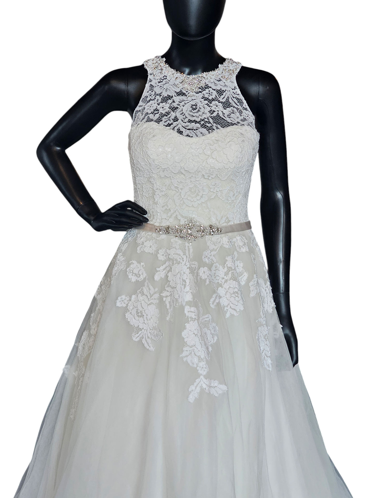 Lace Racerback Illusion A-Line Wedding Gown - Private Label - Ella Rosa