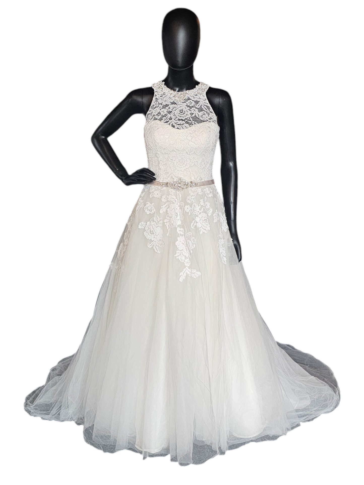 Lace Racerback Illusion A-Line Wedding Gown - Private Label - Ella Rosa