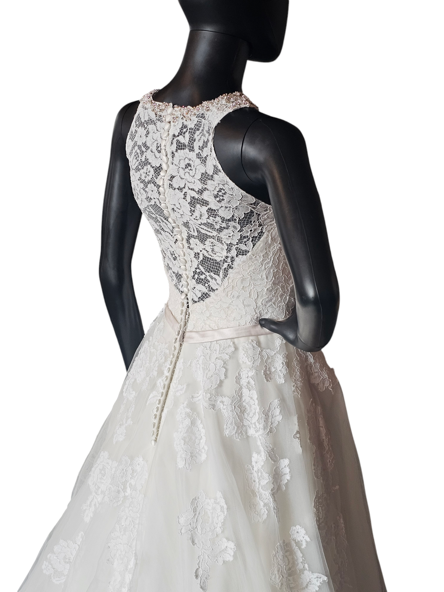 Lace Racerback Illusion A-Line Wedding Gown - Private Label - Ella Rosa