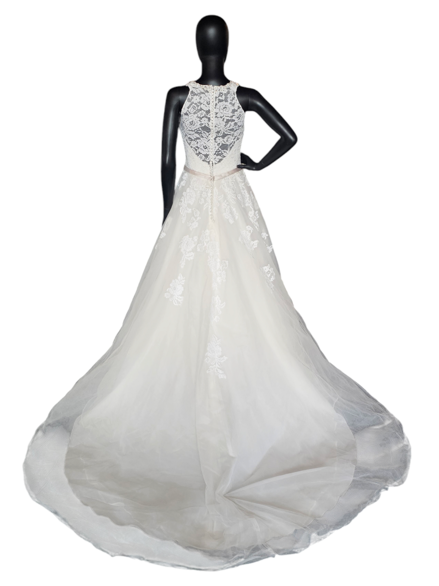 Lace Racerback Illusion A-Line Wedding Gown - Private Label - Ella Rosa