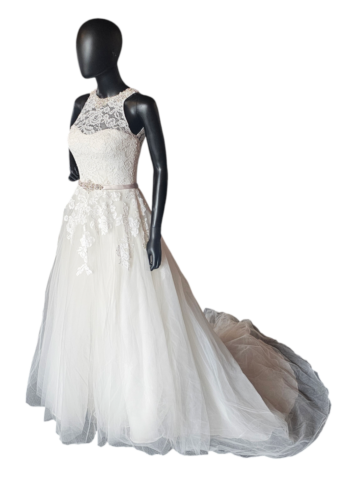 Lace Racerback Illusion A-Line Wedding Gown - Private Label - Ella Rosa