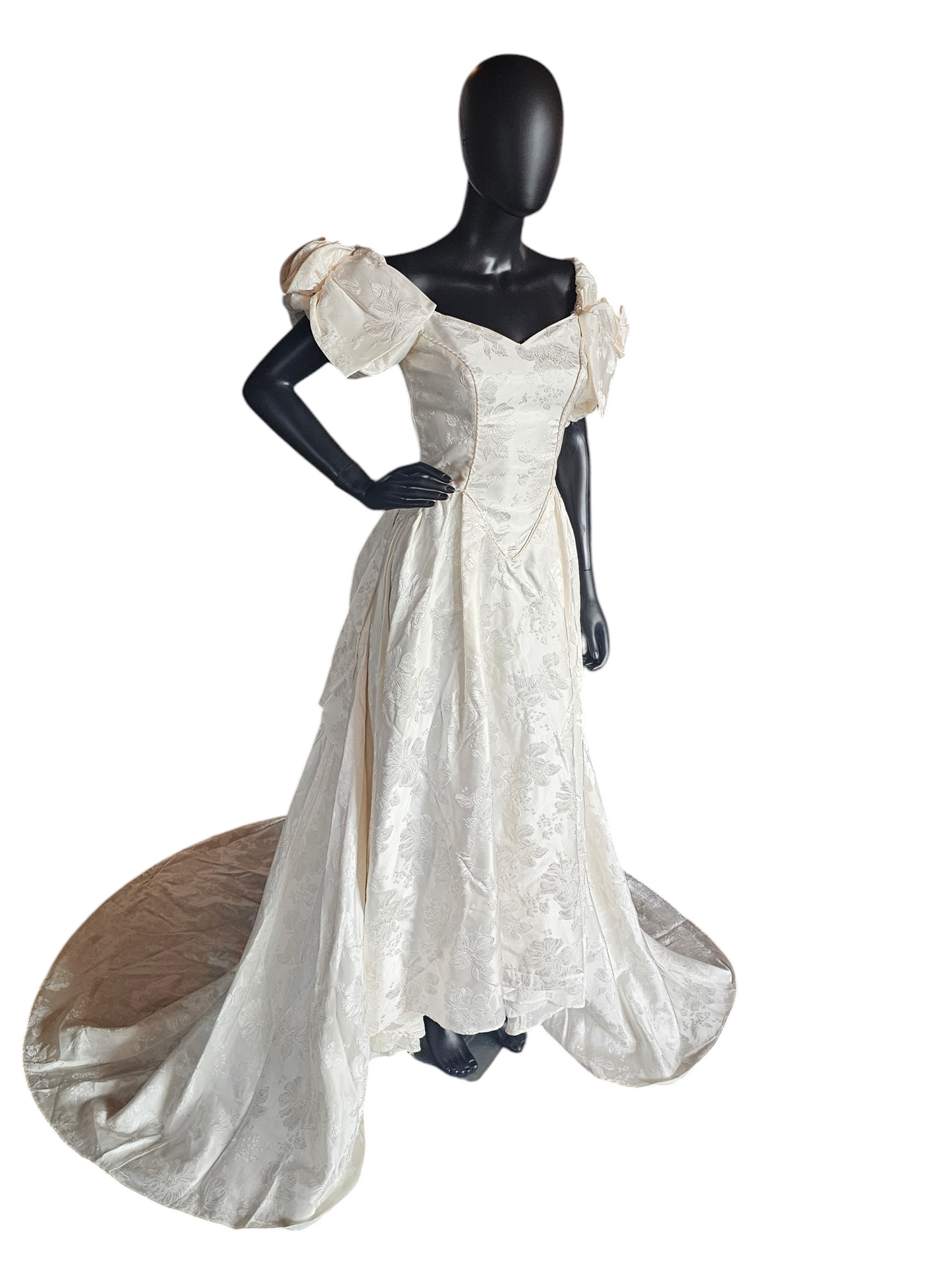 Vintage Alfred Angelo Blush Brocade Satin Wedding Gown