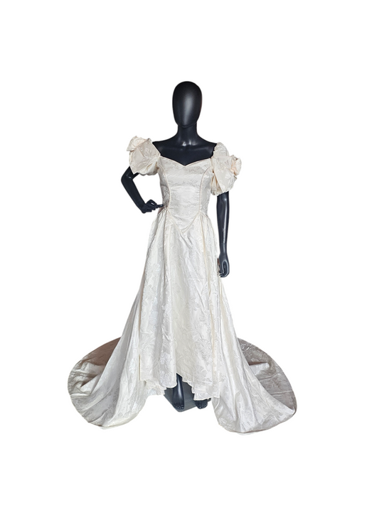 Vintage Alfred Angelo Blush Brocade Satin Wedding Gown