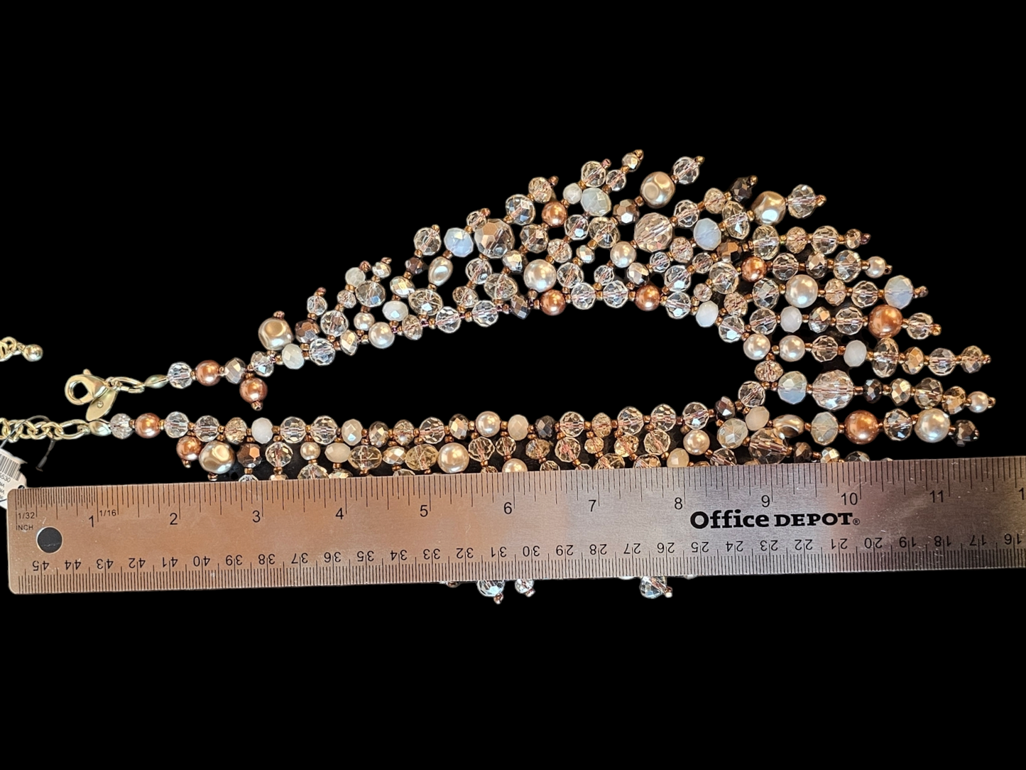 Bronze/Multi Color Bead Fringe Collar Statement Necklace - NWT - Chicos