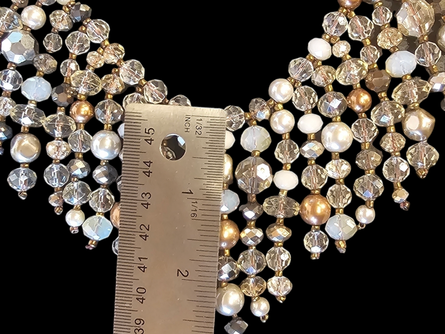 Bronze/Multi Color Bead Fringe Collar Statement Necklace - NWT - Chicos