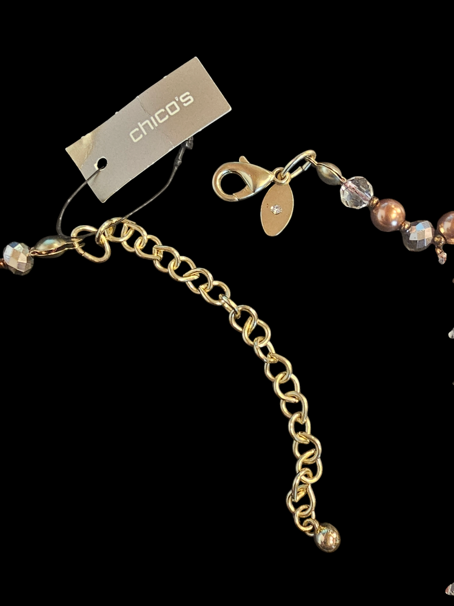 Bronze/Multi Color Bead Fringe Collar Statement Necklace - NWT - Chicos