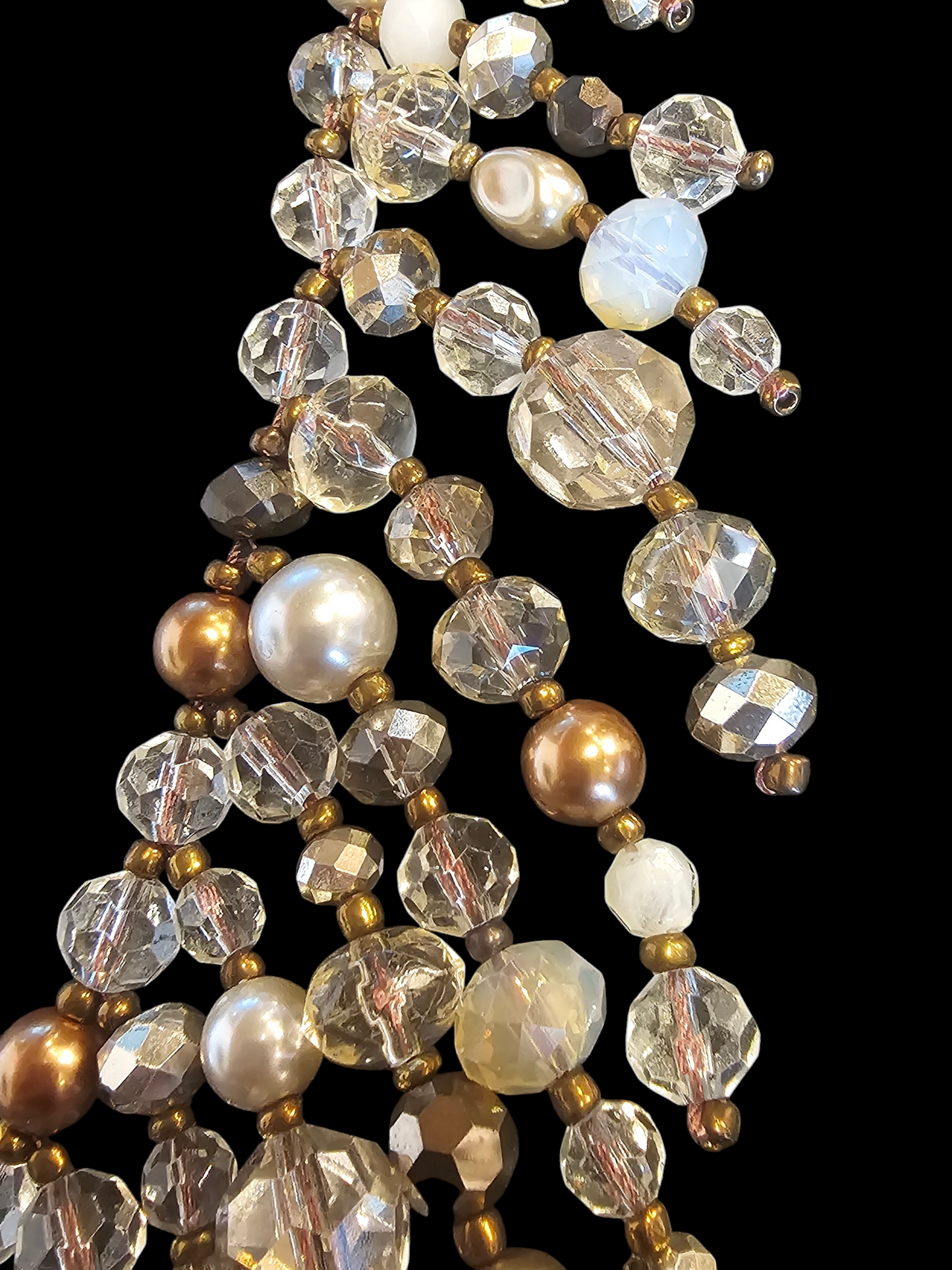 Bronze/Multi Color Bead Fringe Collar Statement Necklace - NWT - Chicos