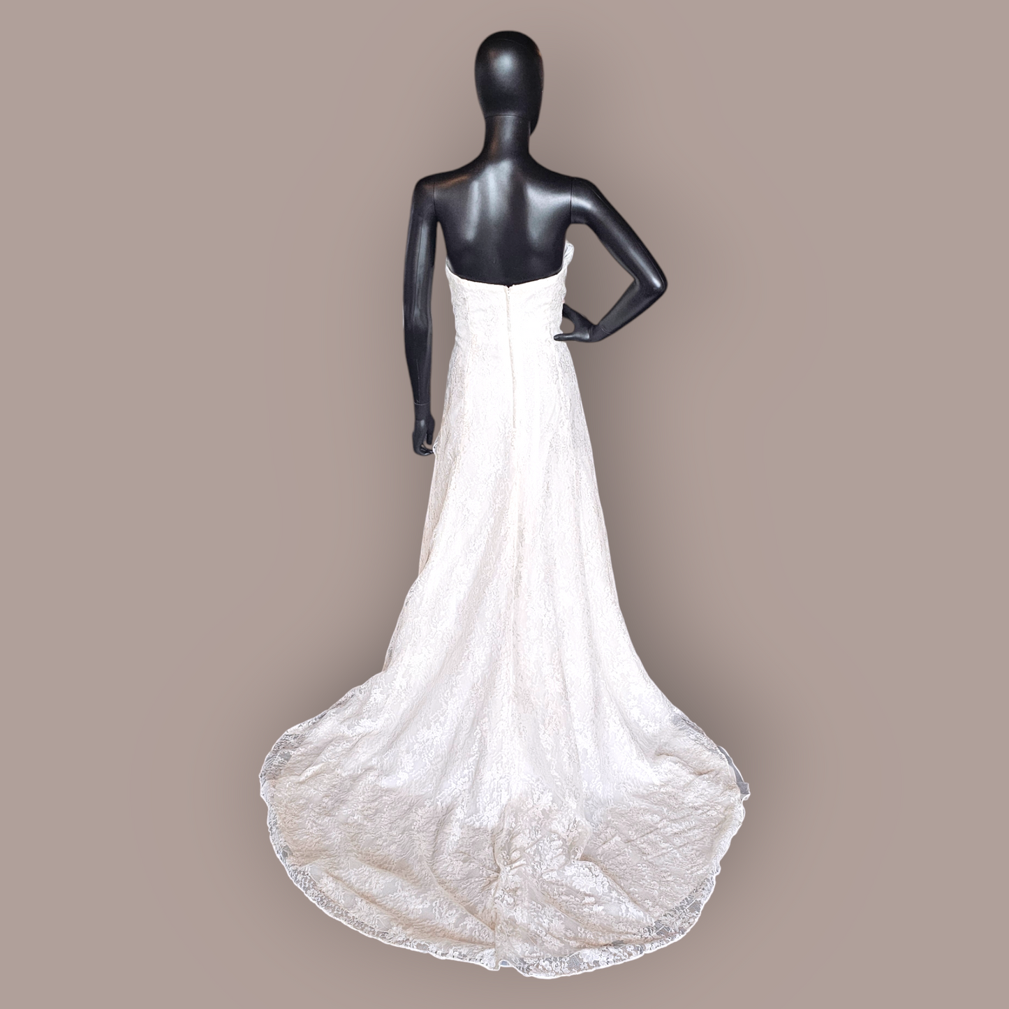 Strapless Lace Side Sweep Wedding Gown - Davids - NWT