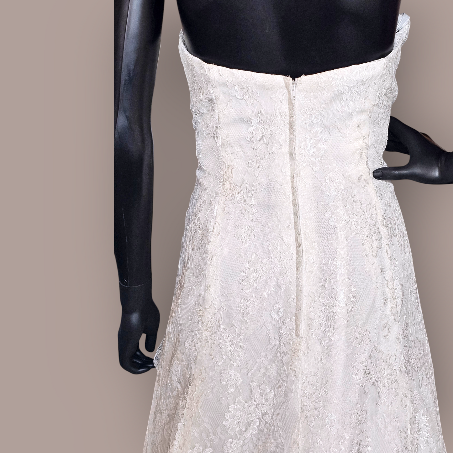 Strapless Lace Side Sweep Wedding Gown - Davids - NWT