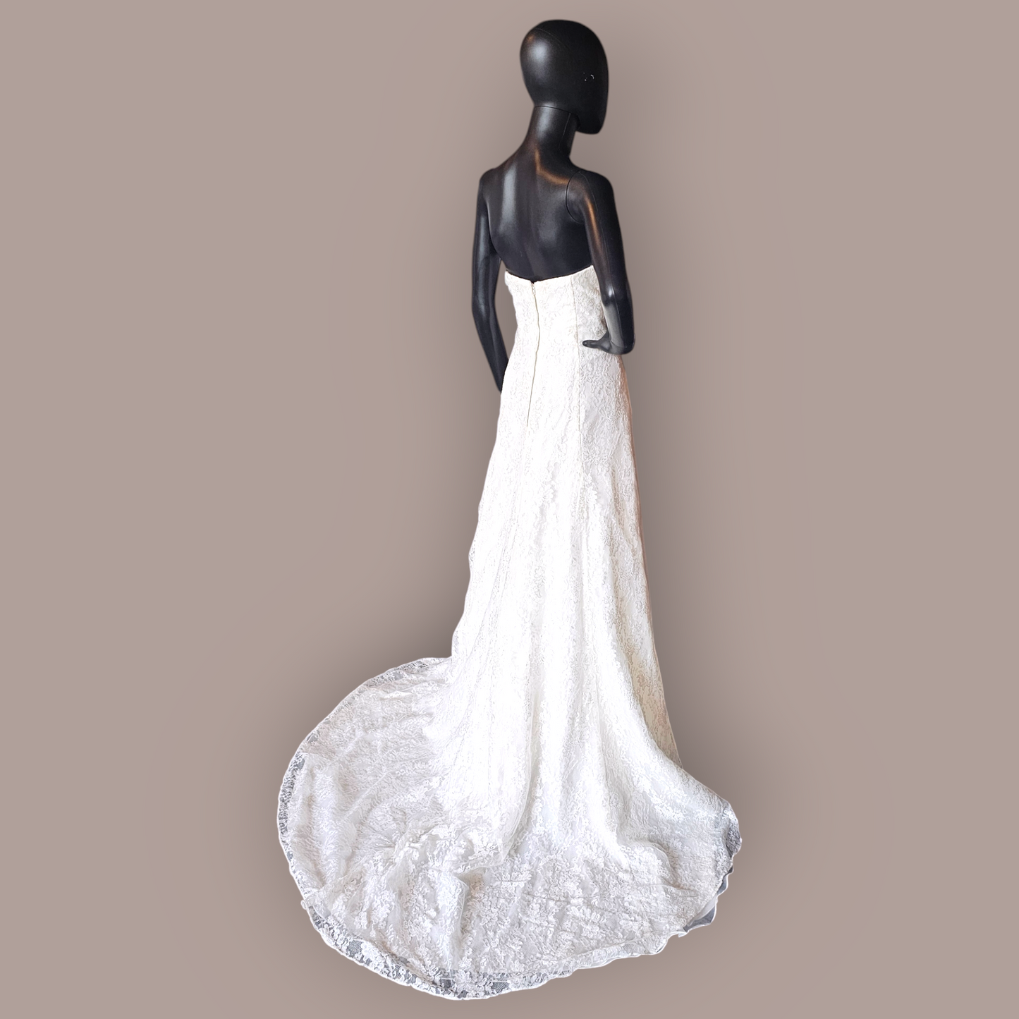 Strapless Lace Side Sweep Wedding Gown - Davids - NWT