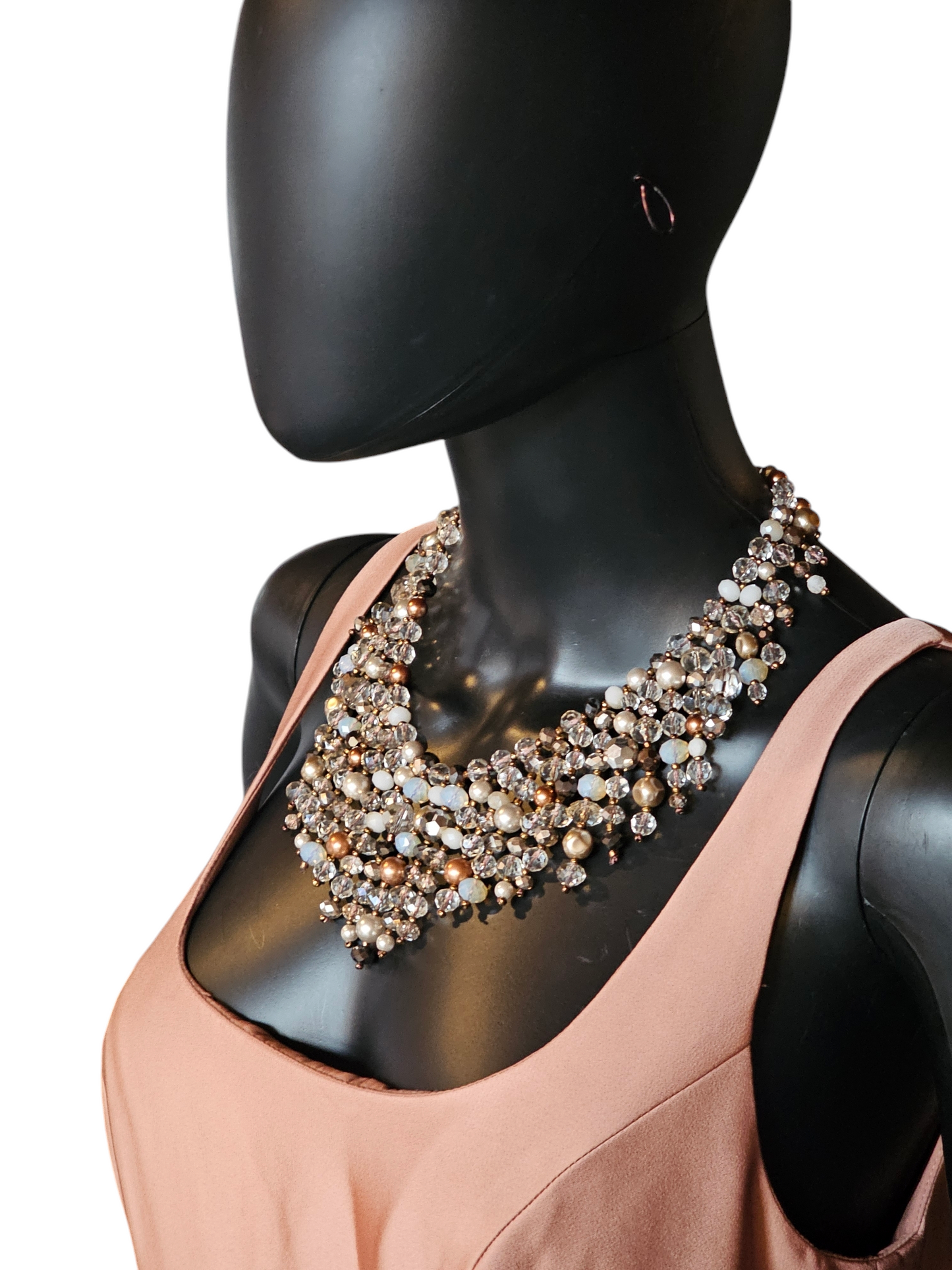 Bronze/Multi Color Bead Fringe Collar Statement Necklace - NWT - Chicos