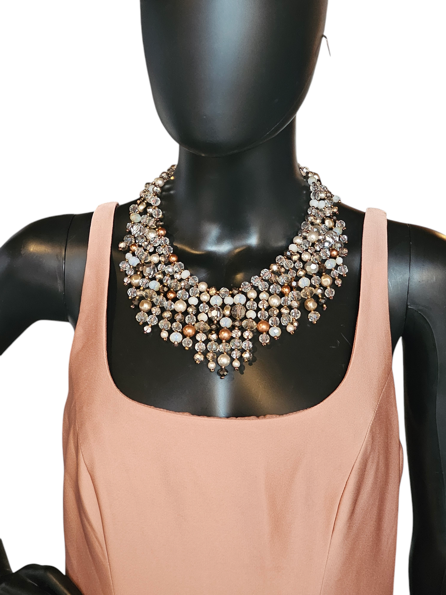 Bronze/Multi Color Bead Fringe Collar Statement Necklace - NWT - Chicos