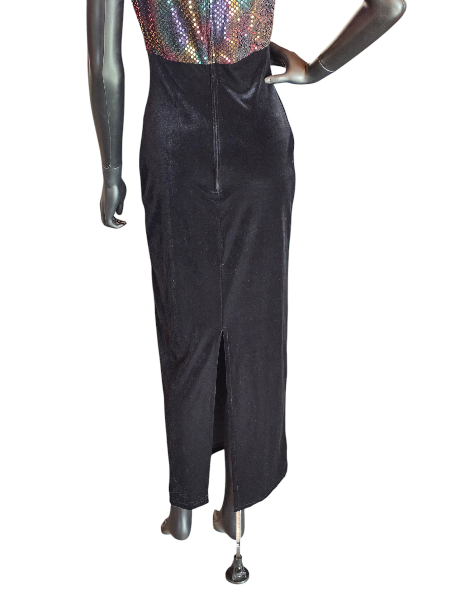 Black Velvet Square Neck Iridescent Formal Dress - Vintage 90's - Jump Apparel